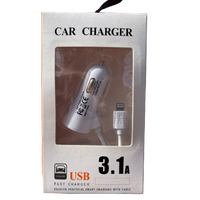 Dual USB with lightning cable Car Charger - White