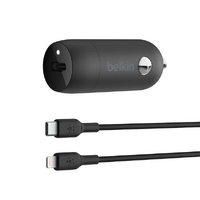 Belkin Boost Charge 30W USB-C Car Charger With USB-C to Lightning Cable - Black
