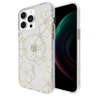 Case-Mate Floral Gems MagSafe Case for iPhone 15 Pro Max - Gold/Clear