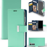 Goospery Rich Diary Case for Samsung Galaxy S23 - Mint/Navy
