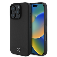Mercedes-Benz HC iPhone 16 Pro  TEXTURED AND PLAIN LEATHER (MagSafe Compatible) - Black