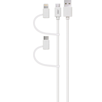 3sixT Multi-tip USB-C Lightning Micro USB Cable - 1m - White