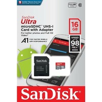 SanDisk Ultra microSDHC, SQUAR 16 GB, C10, A1, UHS-1, 98MB/s R