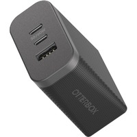 OtterBox Premium Pro Fast Charge - 3 Port GaN Wall Charger 72W (USB-C 30W x 2-USB-A 12W) - Black