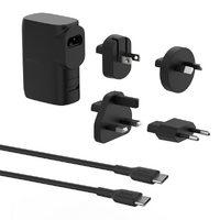 Belkin BoostCharge Hybrid Wall Charger 25W + Power Bank 5K with Travel Adapter Kit - Black
