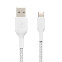 Belkin BoostCharge Lightning to USB-A Braided Cable  1mFor Apple Devices - White