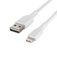 Belkin BoostCharge Lightning to USB-A Braided Cable  1m - For Apple Devices - White