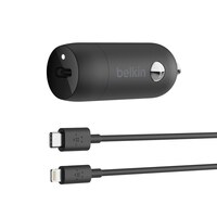 Belkin 20W USB-C PD Car Charger + USB-C to Lightning Cable - For Apple Devices - Black