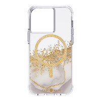 Case-Mate Karat MagSafe Case for iPhone 15 - Marble White / Gold
