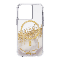 Case-Mate Karat MagSafe Case for iPhone 15 Pro - Marble White/Gold
