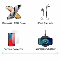 iPhone 12 Mini Combo Includes - Protective Cover case, Screen Protector, Wireless Earbuds and Wireless Charger