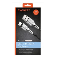 Cygnett Armoured USB-C to USB-A (USB 2.0) Cable (1M) - Black 