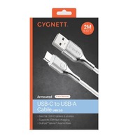Cygnett Armoured USB-C to USB-A (USB 2.0) Cable (2M) - White 