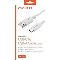 Cygnett Essentials USB-C to USB-A Cable (2.0) (1M) - White 
