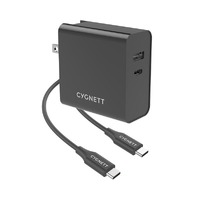 Cygnett PowerPlus 60W Dual Wall Charger (USB-A & USB-C)+ USB-C to USB-C Cable (1.5M)+ Travel Adapters - Black 
