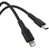 EFM Type-C to Lightning Braided Power and Data 1M Cable Tested to withstand 20000 Plus bends - Black