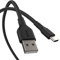 EFM USB-A to USB-C Braided Power and Data 1M Cable Tested to withstand 20000+ bends - Black