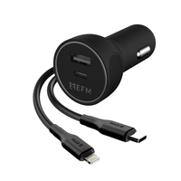 EFM 57W Dual Port Car Charger - With Type C to Apple Lightning Cable
