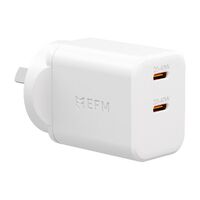 EFM ECO 40W Dual Port Wall Charger With GaN  Power Delivery and PPS - White