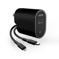 EFM 60W Dual Port Wall Charger - With Type C to Lightning Cable 1M