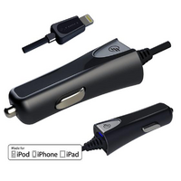 Lightning Car Charger Charge iPhone 5 New iPad Mini - Black