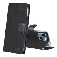 Goospery Canvas Diary Case for Apple iPhone 14 Plus - Black