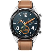 Huawei Watch GT Stainless steel with Saddle Brown Leather Silicone Strap - (Brand New)