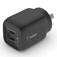 Belkin BOOST UP Dual USB-C Wall Charger - GaN Technology 65W with PPS - Black